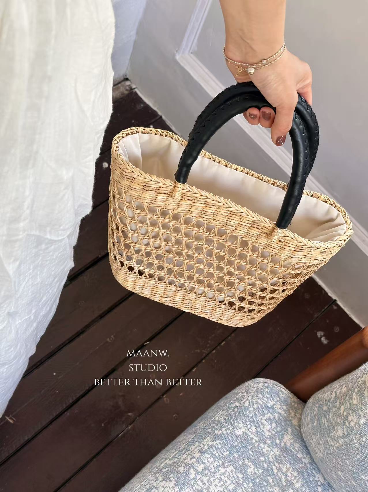 Bolso de paja Maanw Ins para m - Photography Yellow reseña y precio